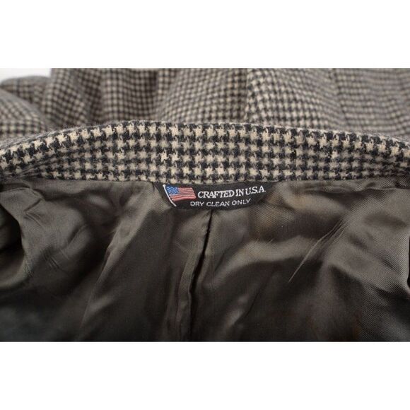 Woolrich Mens Wool Houndstooth Blazer Suit Jacket Large Black White Sport Coat - Picture 7 of 7